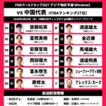 日本vs中国のメンバーと中継情報