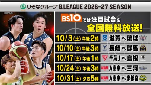 BS10がBプレミア無料生中継を発表…10月は長崎vs群馬やA東京vs宇都宮など5試合放送